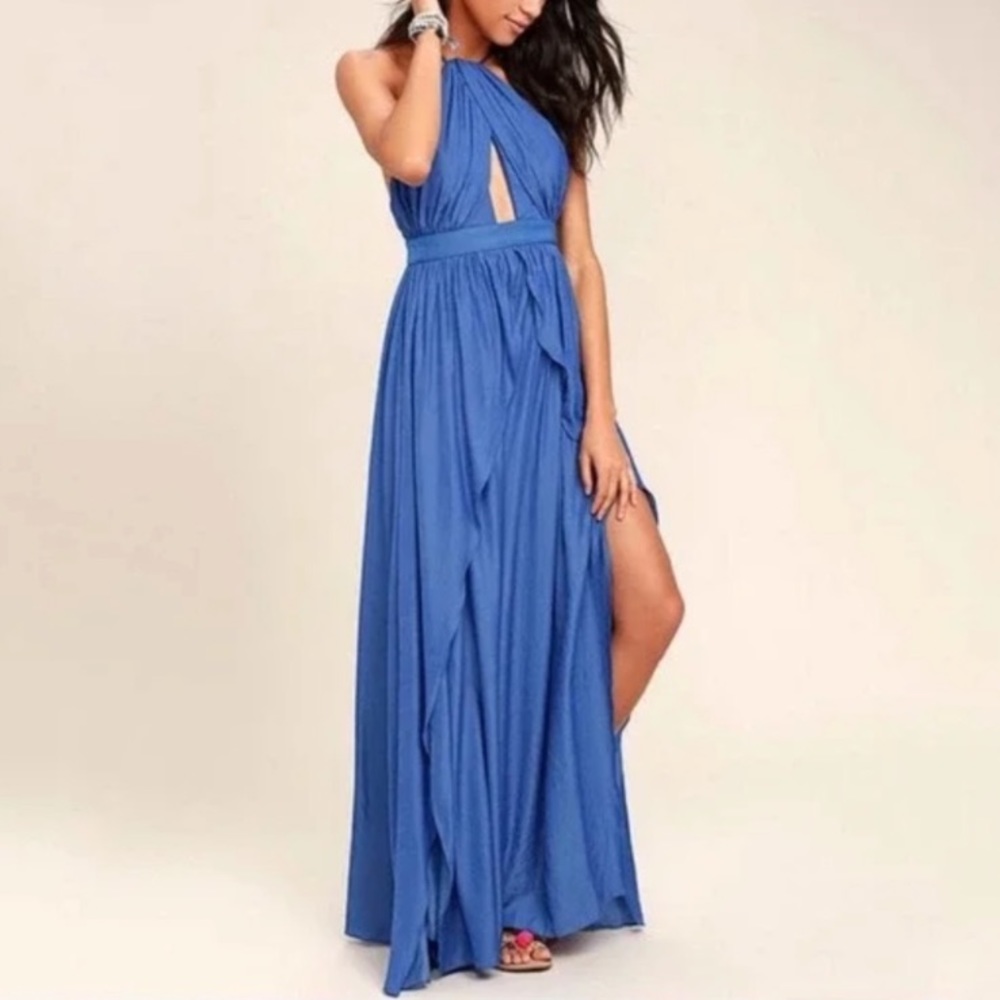Lulu’s Blue Maxi Dress w/ cut out and slits